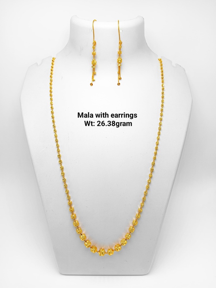 22KT New Design Gold Mala With Earrings