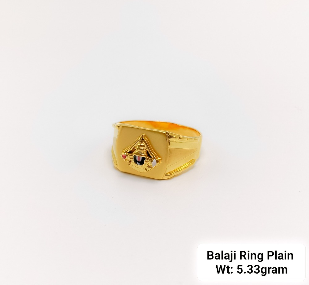 22KT New Design Gold Balaji Ring Plain