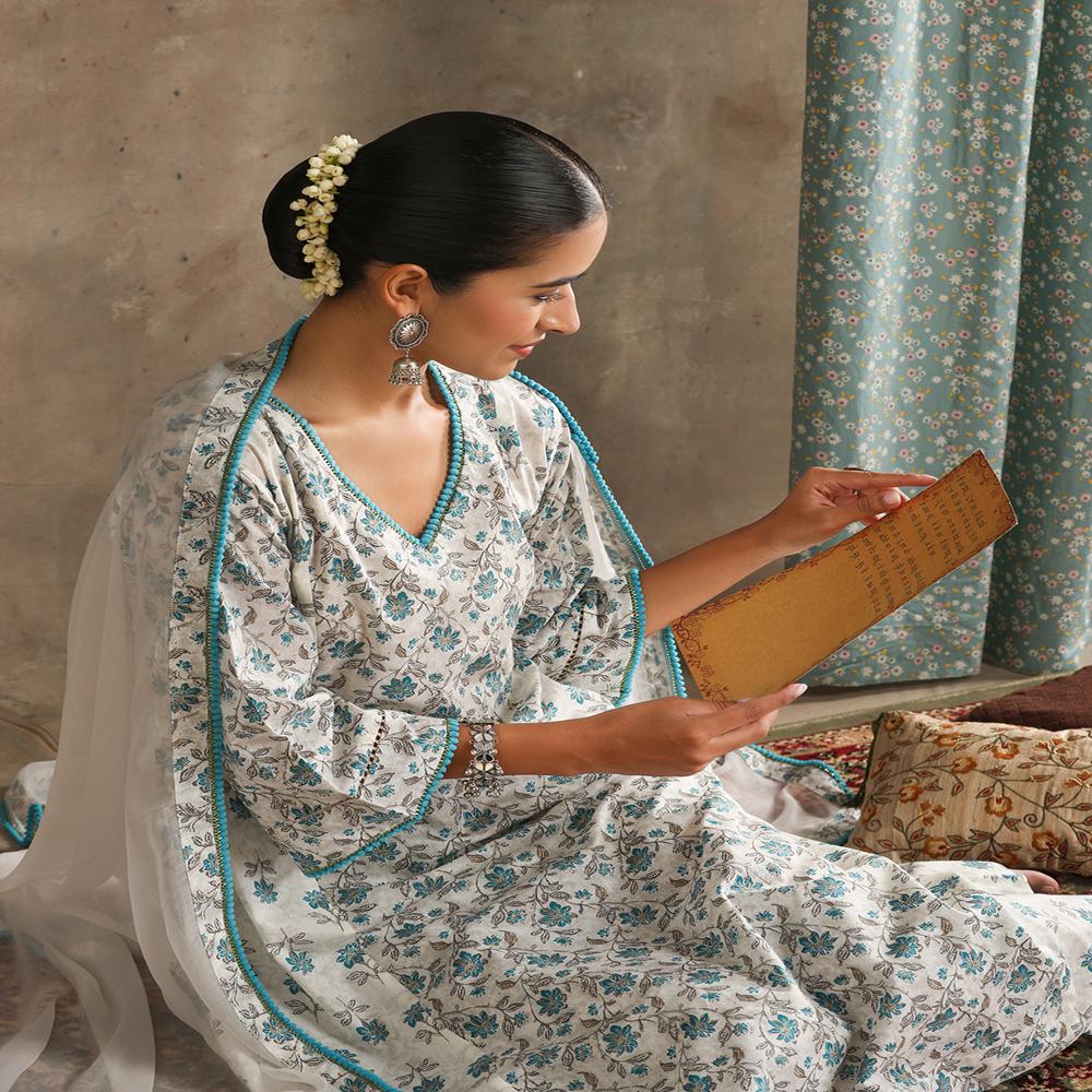 Anarkali Kurta Set - Color: White