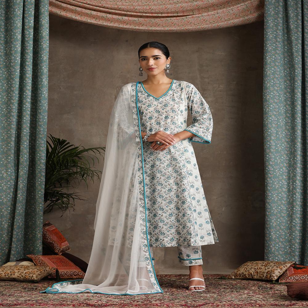 Anarkali Kurta Set - Color: White