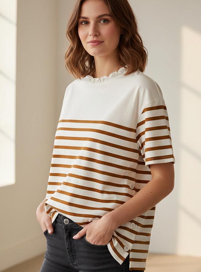 W13388 Ladies Striped Top