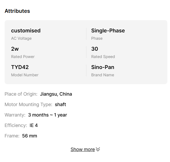 TYD42 220V/110V/24V/12V/6V  2W Rated Speed: 5/6, 8/10, 12/14, 15/18, 25/30, 30/33 RPM AC Synchronous Motor