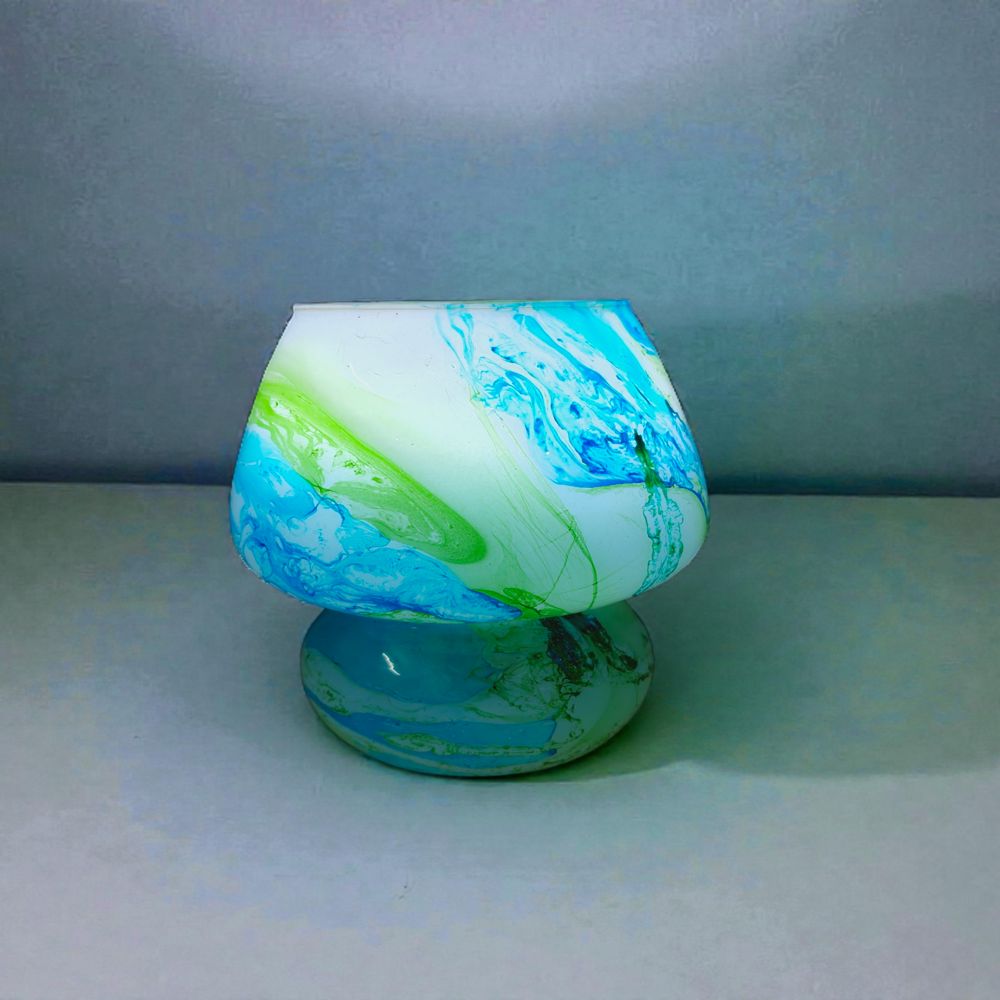 3d Glass Table Lamp | Mushroom Shape 3d Glass Table Lamp | Glass Table Lamp | Marble Lamp - Color: Multicolor