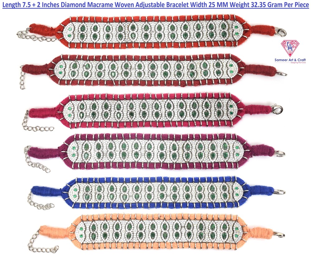 American Diamond Woven Macrame Adjustable Bracelet
