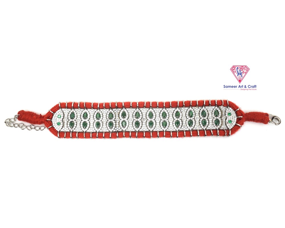 American Diamond Woven Macrame Adjustable Bracelet