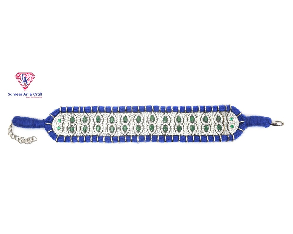 American Diamond Woven Macrame Adjustable Bracelet