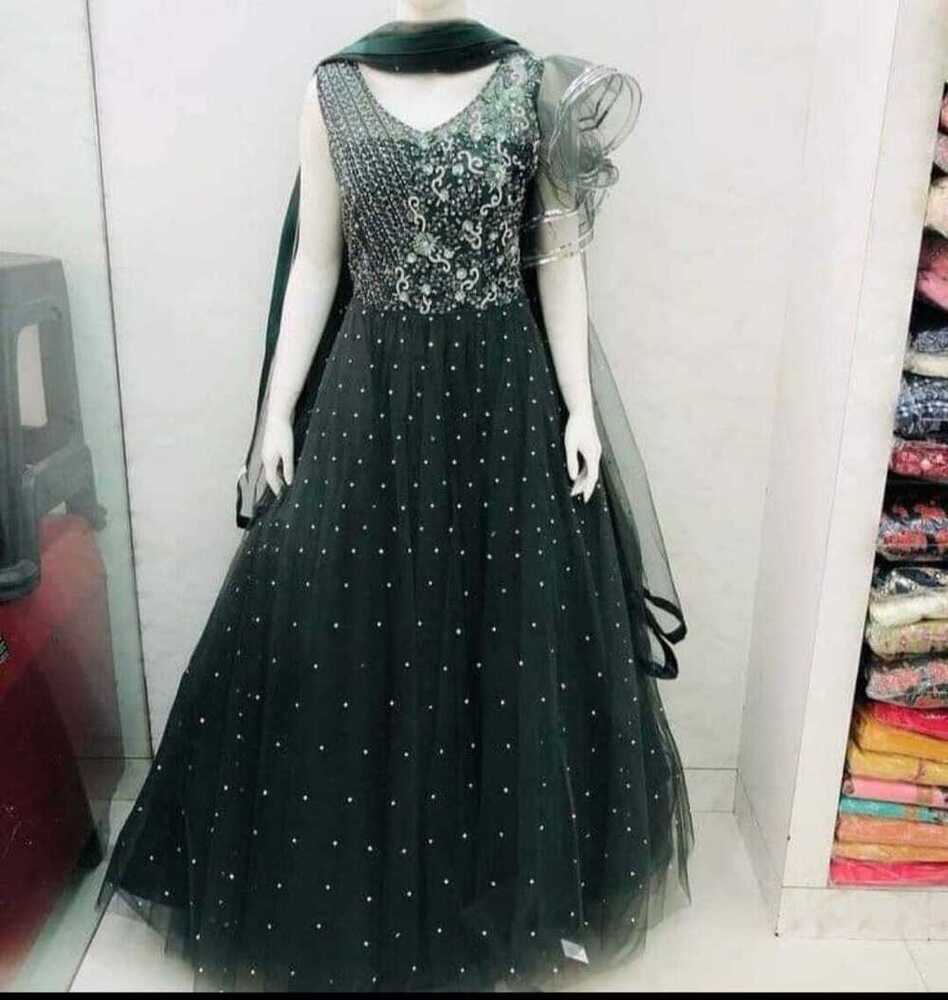 Dark Green Color Women Gown