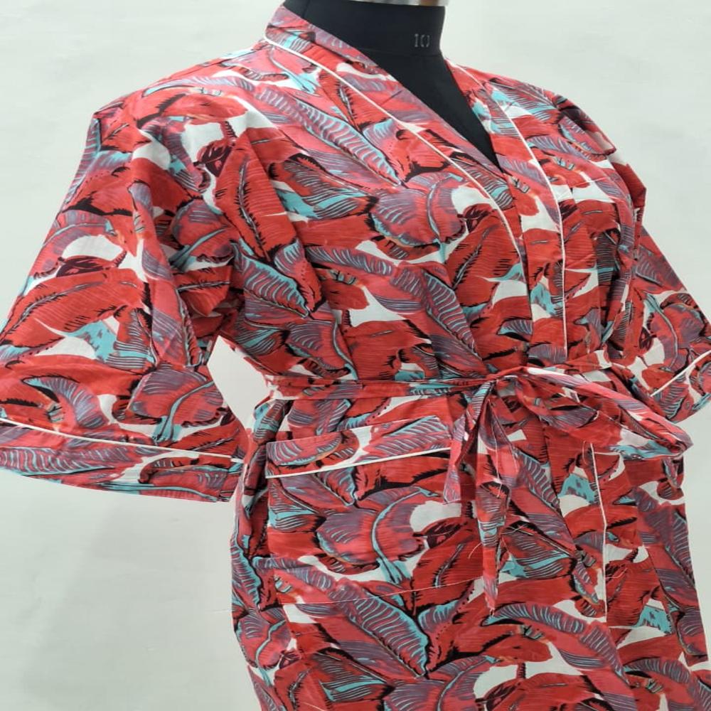 Sanganeri Block Printed Cotton Bathrobe