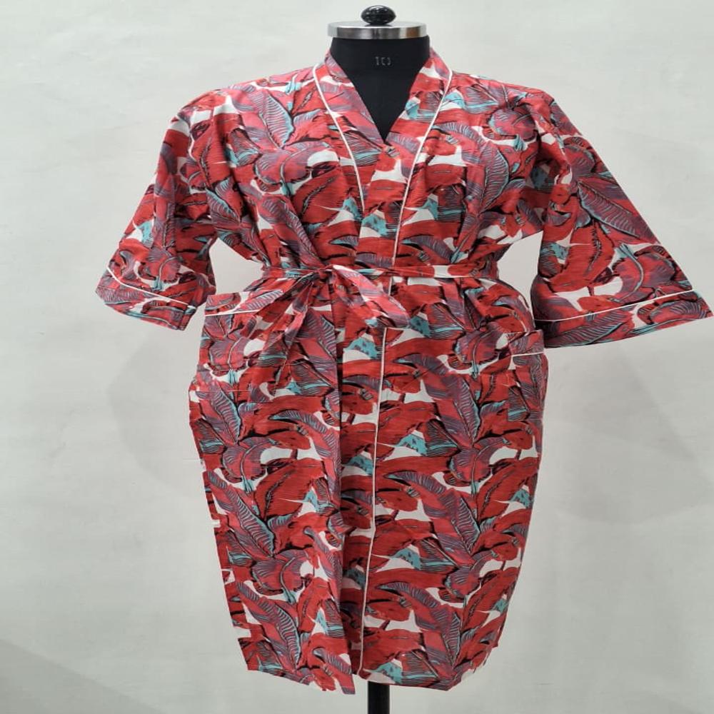 Sanganeri Block Printed Cotton Bathrobe