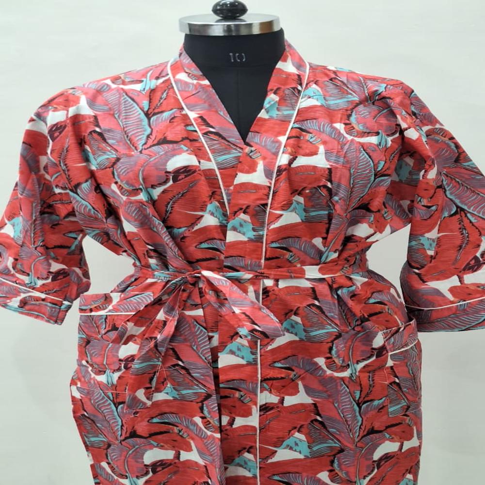 Sanganeri Block Printed Cotton Bathrobe
