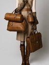 Brown Color Leather Bags - Design: Plain