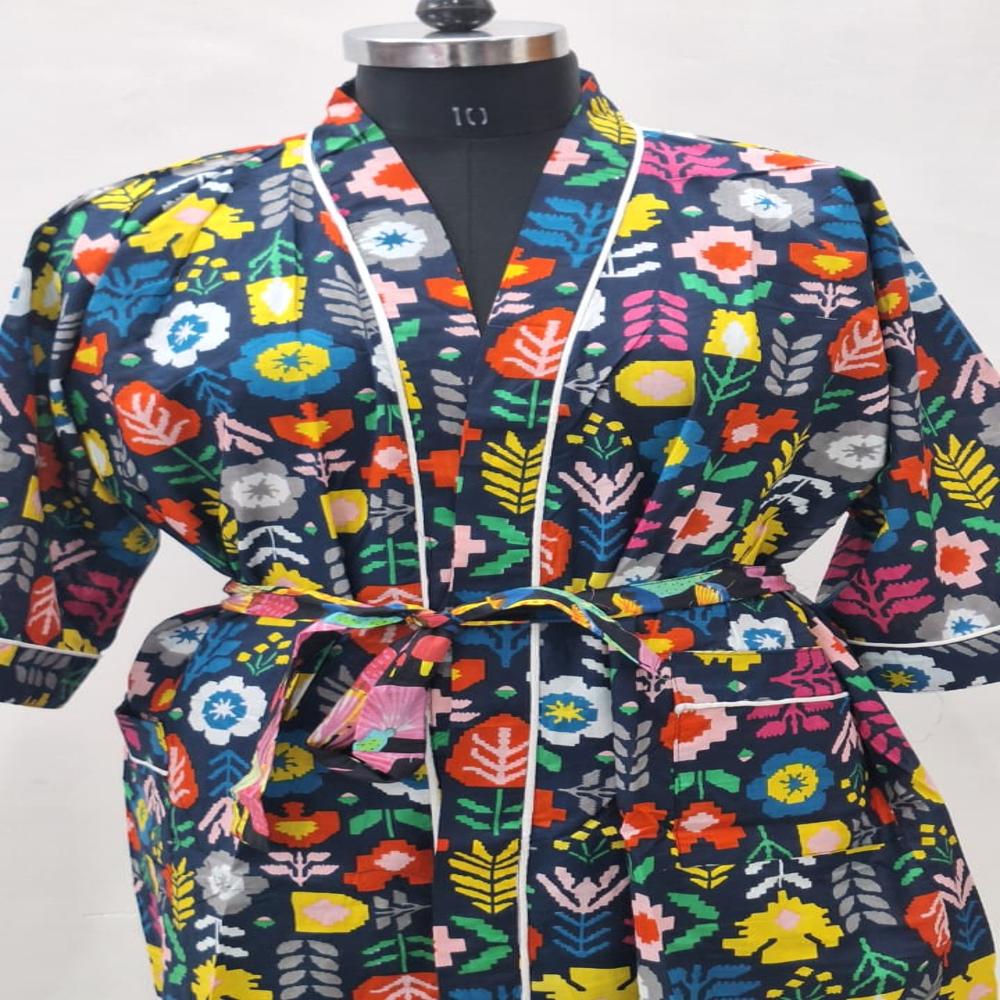 Jaipuri Block Printed Cotton Bathrobe