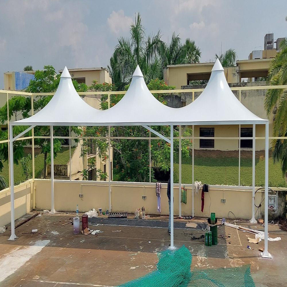 Tensile Structures - Ms Frame, Pvc Cover | Modular White Waterproof Outdoor Shade For Houses & Commercial Spaces, 1 Year Warranty