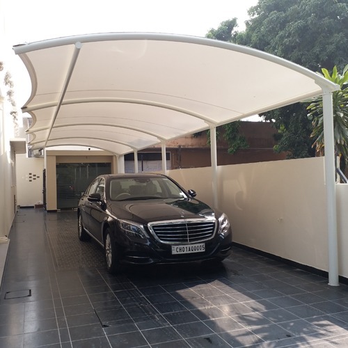 Tensile Structures - Ms Frame, Pvc Cover | Modular White Waterproof Outdoor Shade For Houses & Commercial Spaces, 1 Year Warranty