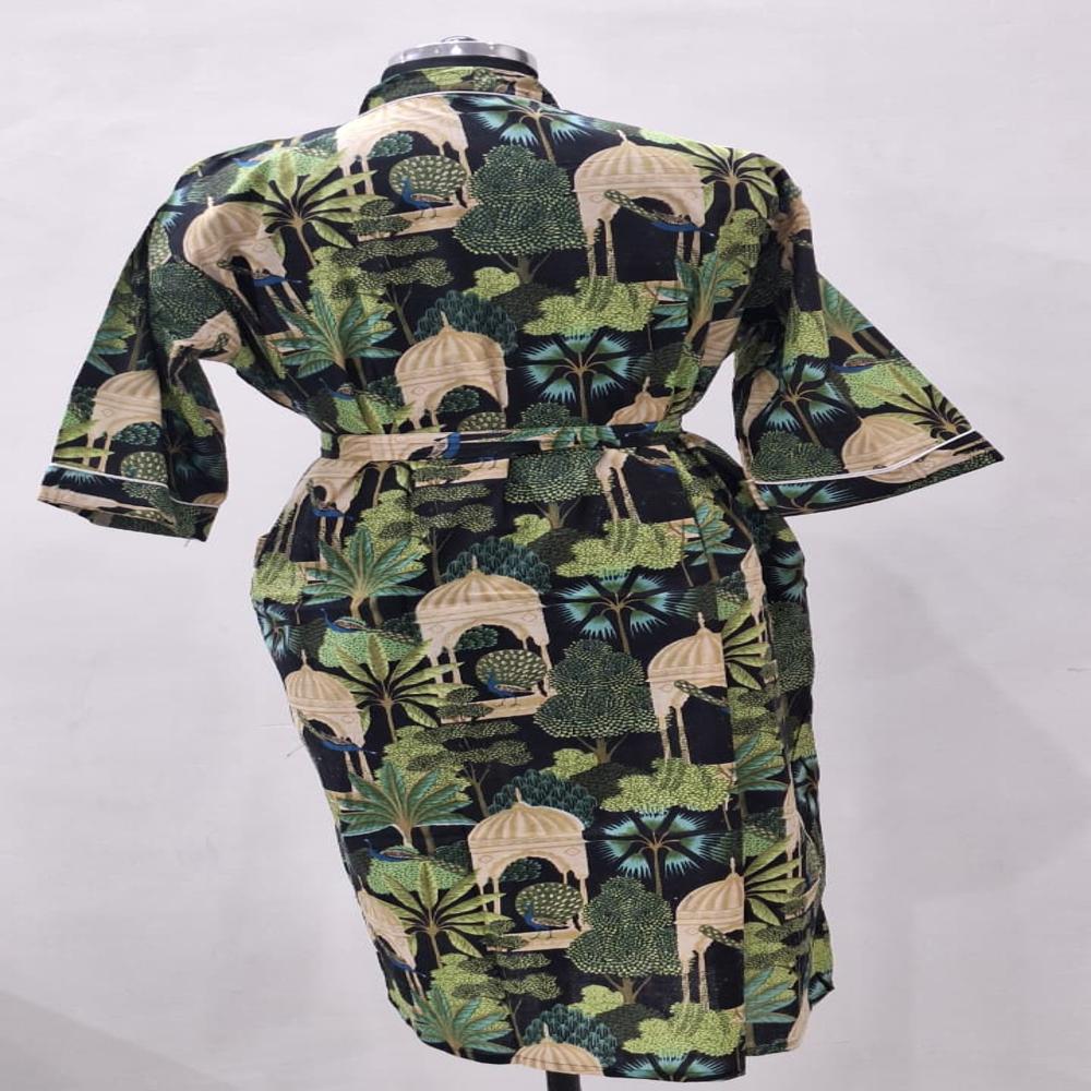 Hand block Printed Cotton Bathrobe