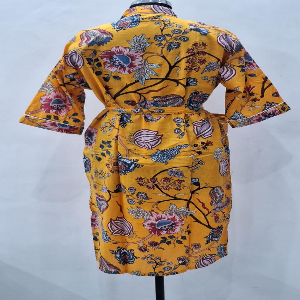 Hand Block Printed Cotton Bathrobe