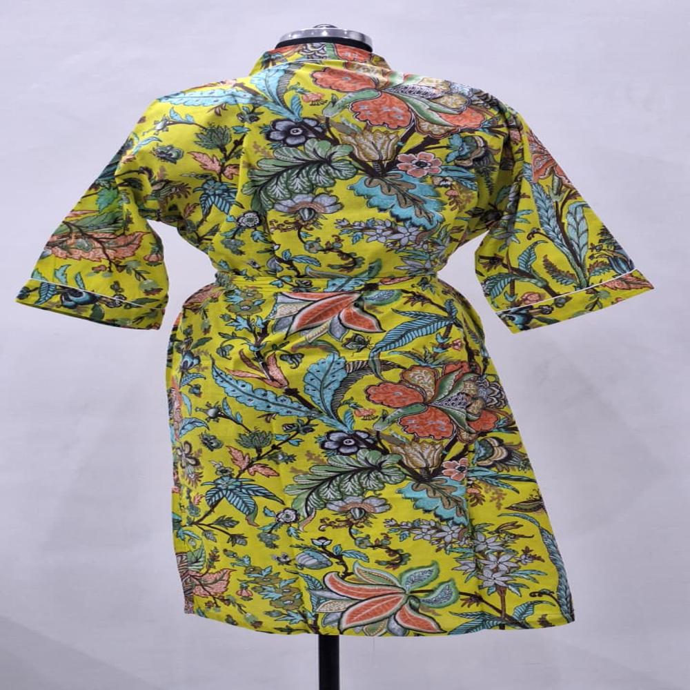 Hand Block Printet Cotton Bathrobe