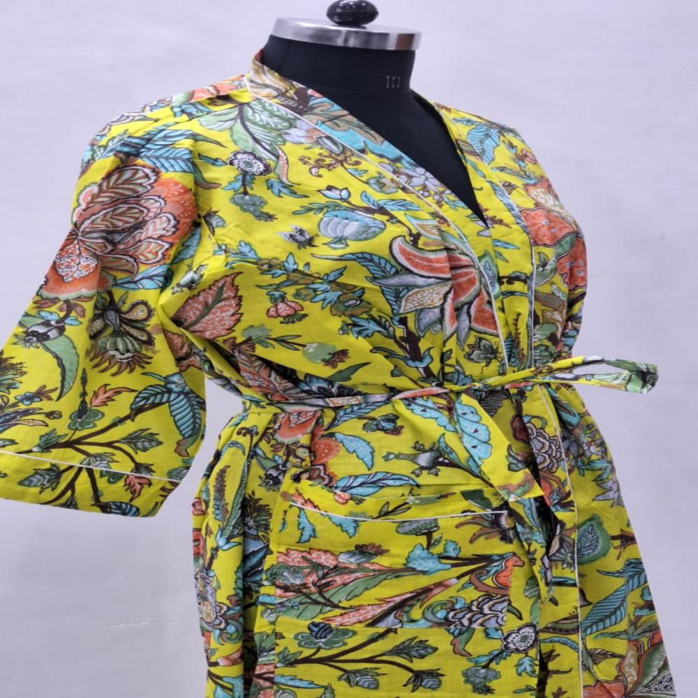 Hand Block Printet Cotton Bathrobe