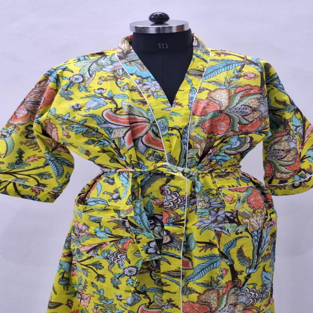 Hand Block Printet Cotton Bathrobe