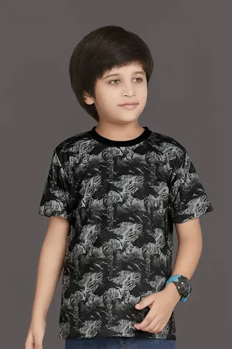 Black Soft Cotton Digital Printed Half Sleeve T shirt