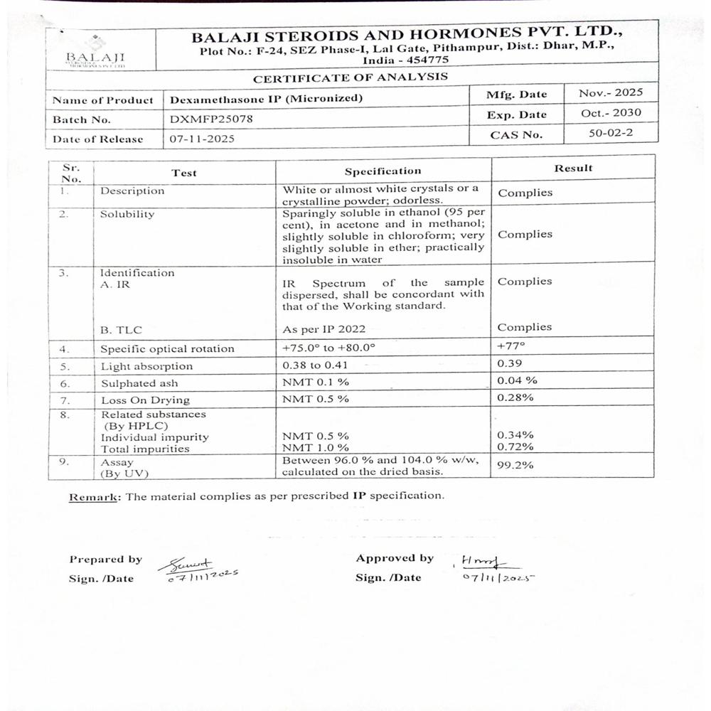 Dexamethasone Ip - Cas No: 83-43-2