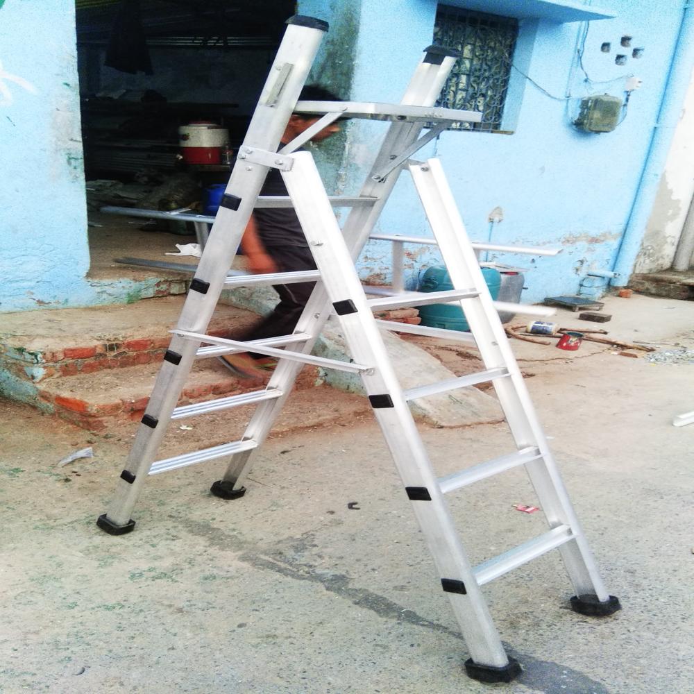 ALUMINIUM Stool Cum Straight Folding Ladder (Convertible)