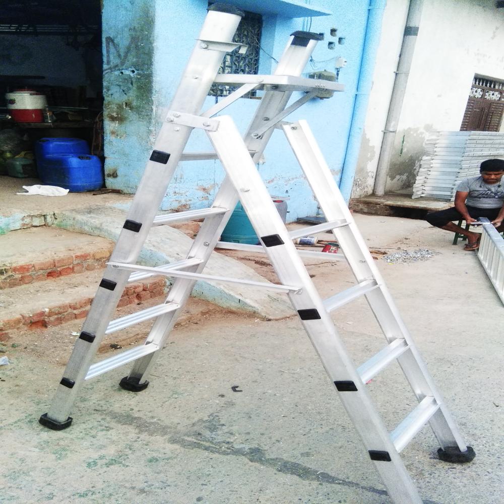ALUMINIUM Stool Cum Straight Folding Ladder (Convertible)
