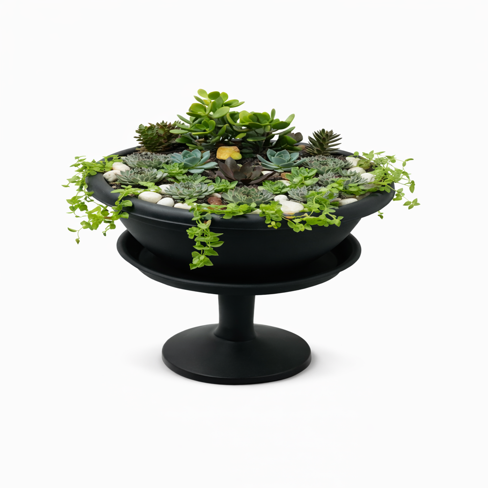 Pedestal-Style Planter - Color: Black