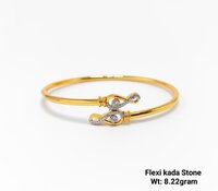 22KT New Design Gold Flexi Kada Stone