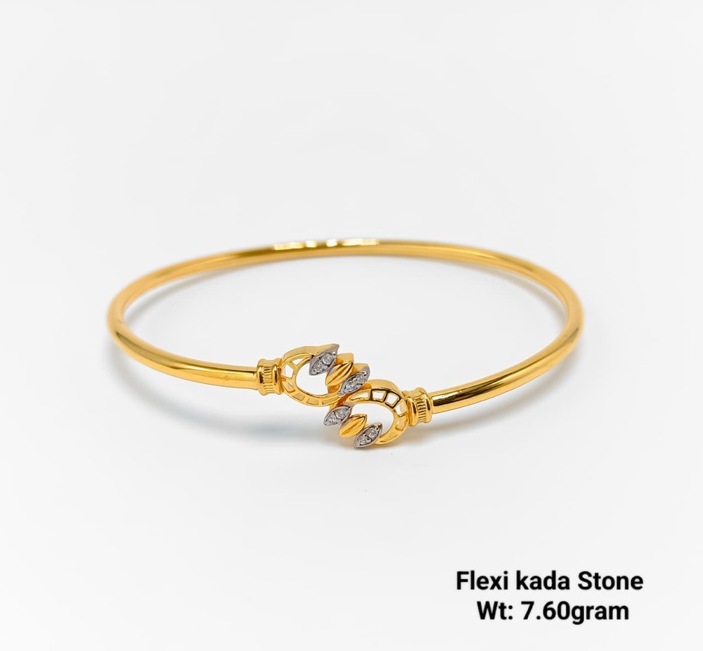 22KT New Design Gold Flexi Kada Stone