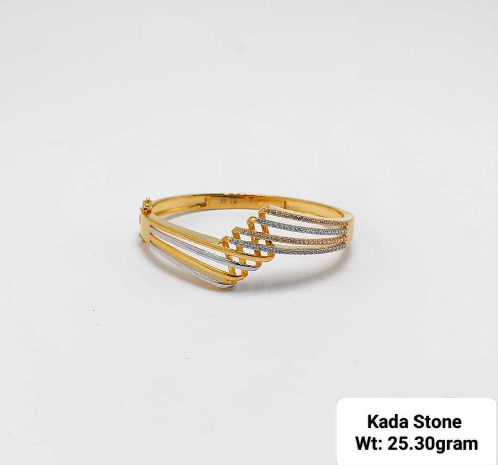 22KT New Design Gold Kada Stone