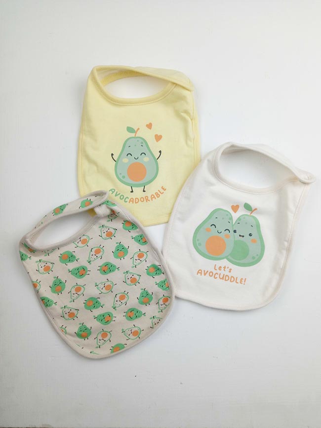 A31194 Baby Printed Bibs 3-pc-pack - Color: 15 Colors | 1 Style