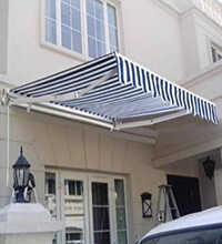 Polyester Retractable Awnings - Color: Blue And White