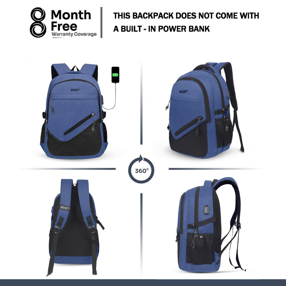 Modern Laptop Backpack with USB Charging Port for Men & Women, Office, College and Daily Use (Blue)