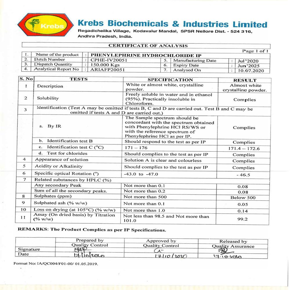 Phenylephrine Hcl Ip