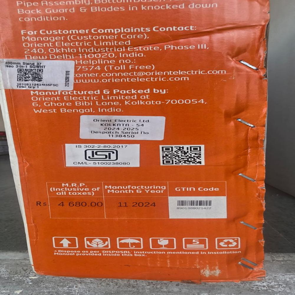 Orient Electric Table Fan - Blade Material: Aiuminum