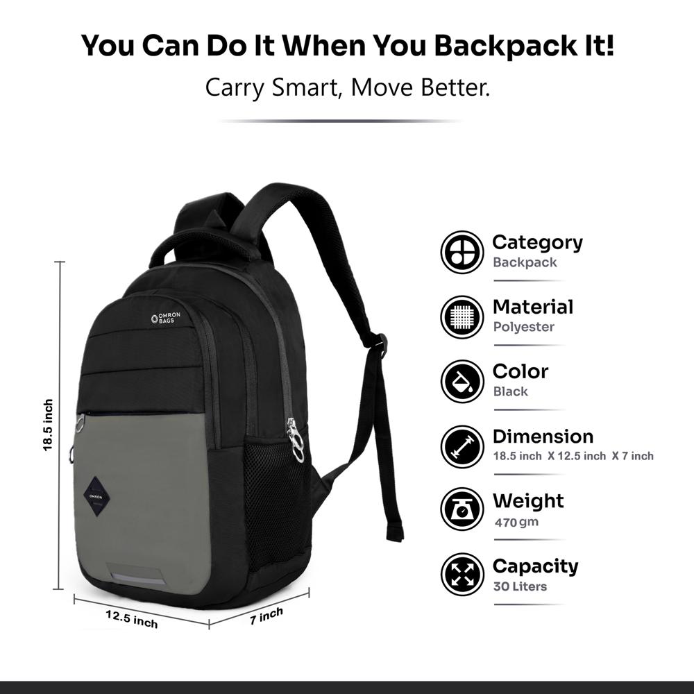 Multipurpose Backpack for Office, College, Travel and Daily Wear for Men & Women (Black)