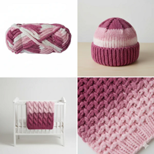 Baby Soft Blankie Wool Yarn - White Pink