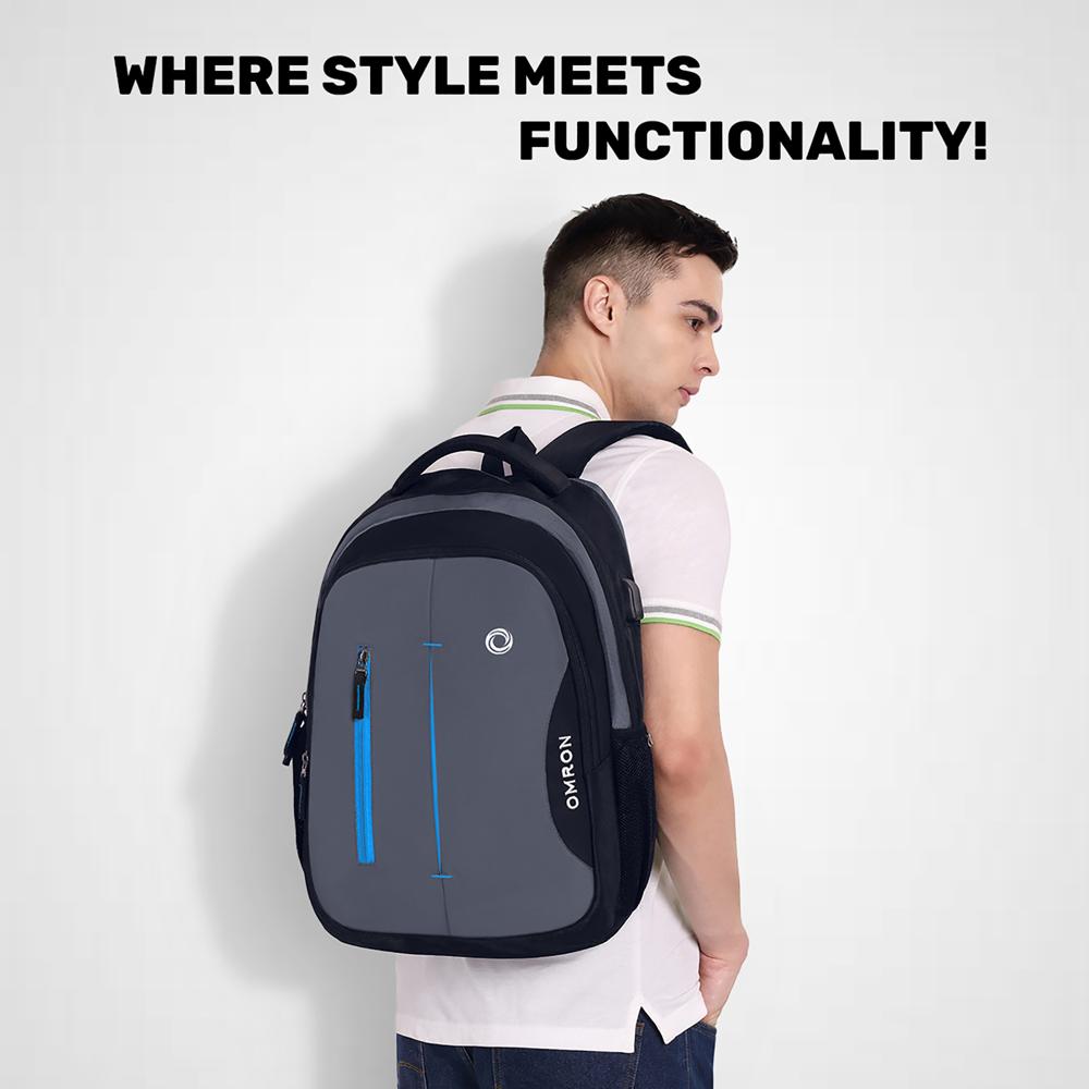 Laptop Backpack with USB Charging Port | Water-Resistant Office College School & Travel Bag for Men & Women | Black | 30L