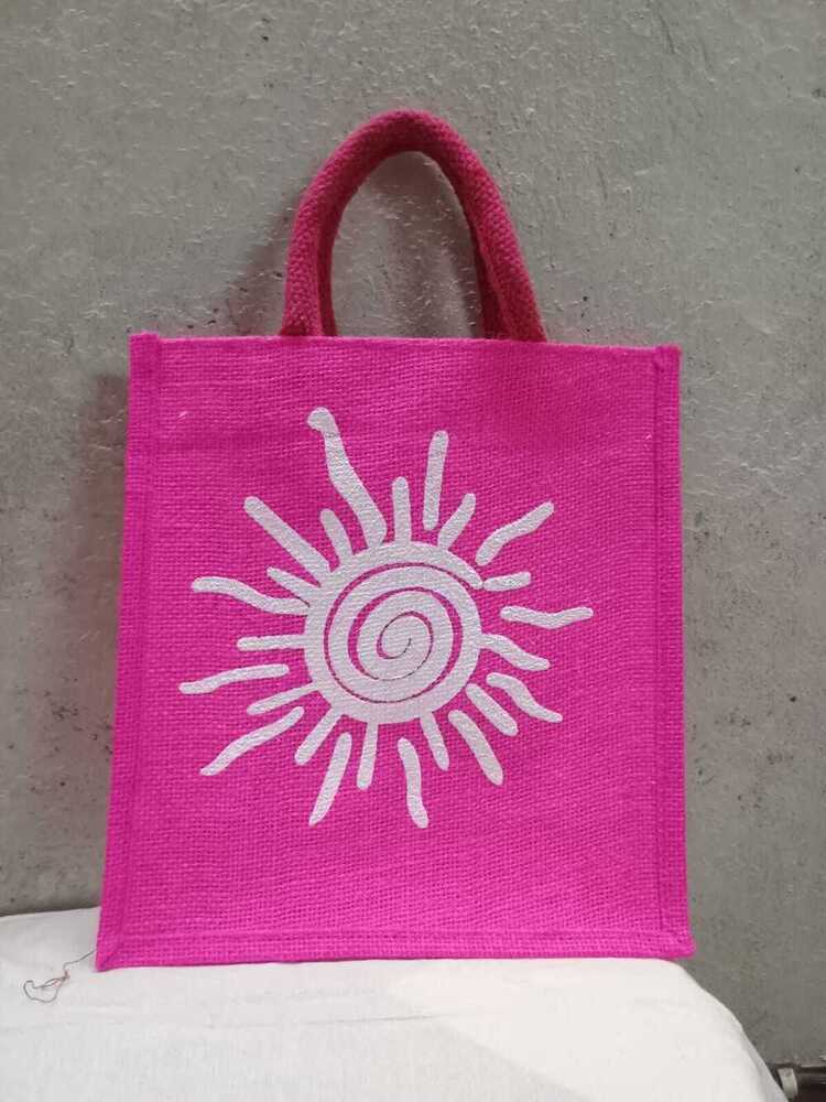 printed jute shopping bag