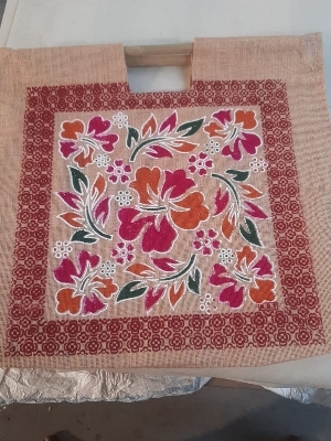 Jute Big Shoper Bag - Pattern: Potrait