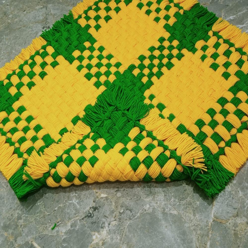 yellow checks pattern asan / attractive woolen cover / home decoration items