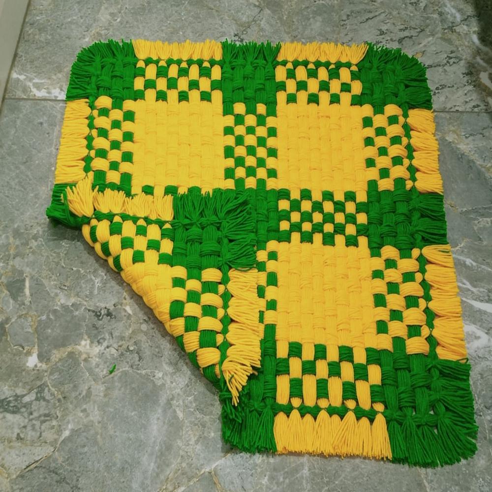 yellow checks pattern asan / attractive woolen cover / home decoration items