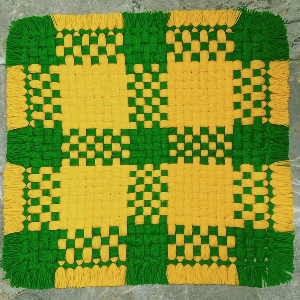 yellow checks pattern asan / attractive woolen cover / home decoration items