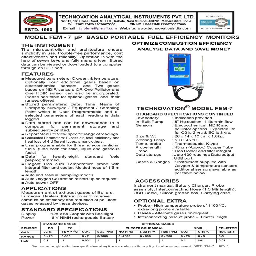 FEM - 7 PORTABLE FUEL EFFICIENCY MONITORS