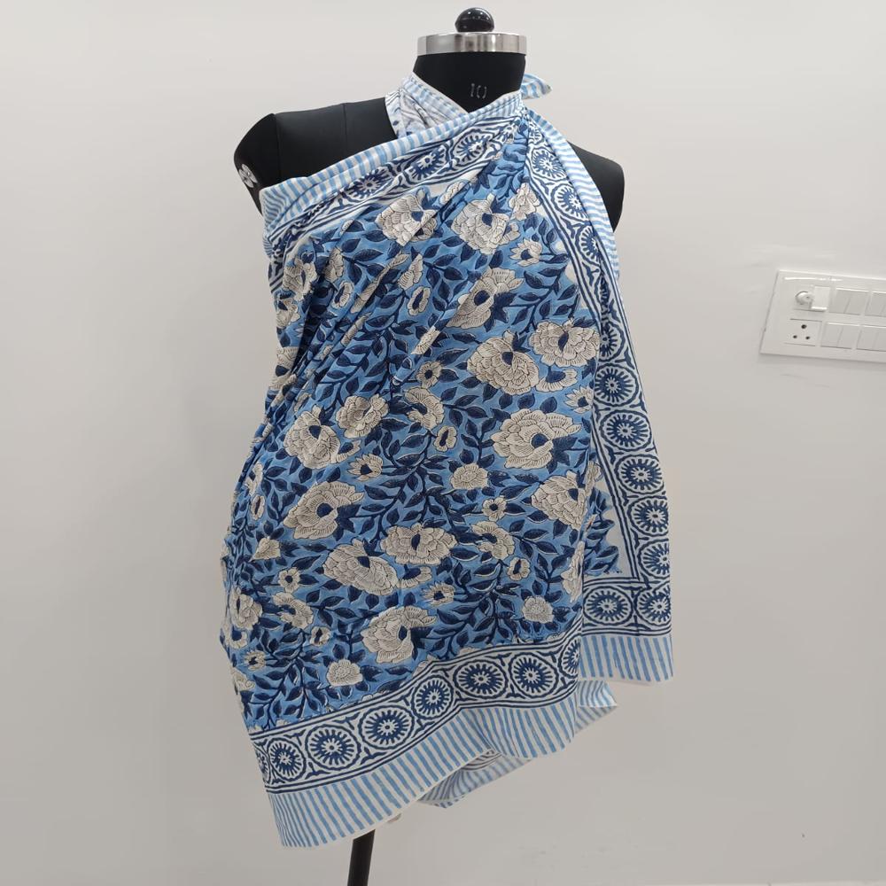 Floral Printed Cotton Sarong - Color: Multi