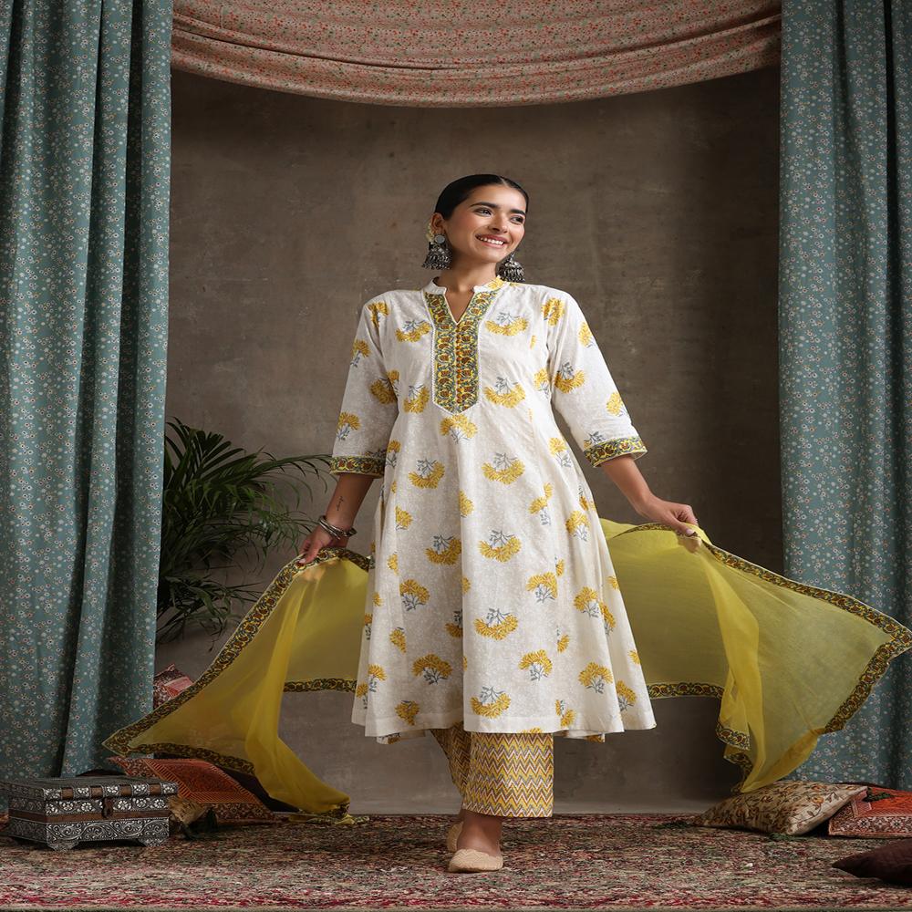 Cotton Kurta Set - Color: White