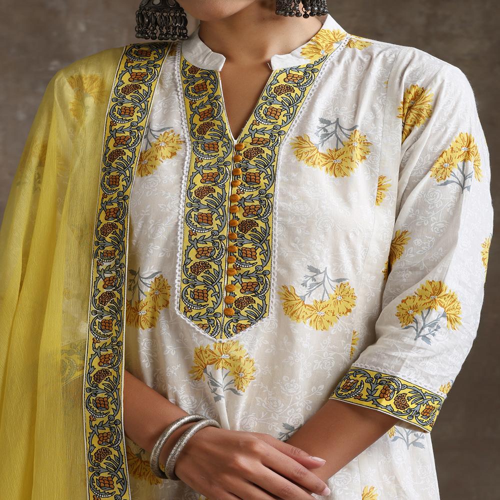 Cotton Kurta Set - Color: White