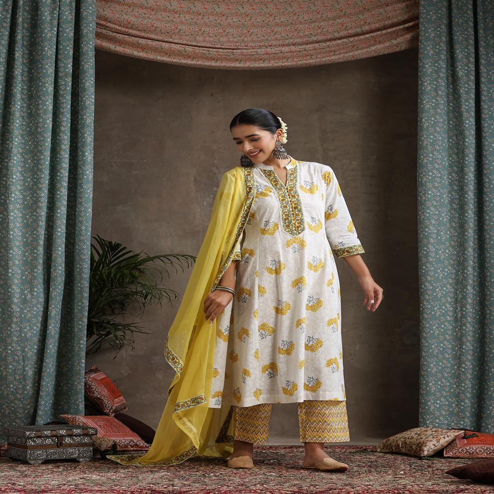 Cotton Kurta Set - Color: White
