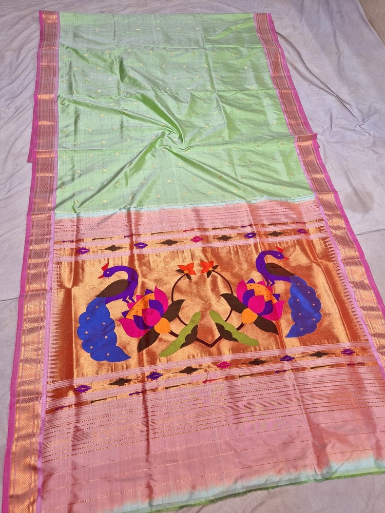 Pure Silk Yeola Handloom Fancy Pallu Paithani Saree
